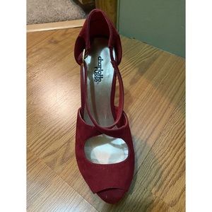 Burgundy open toe heel by Charlotte Russ